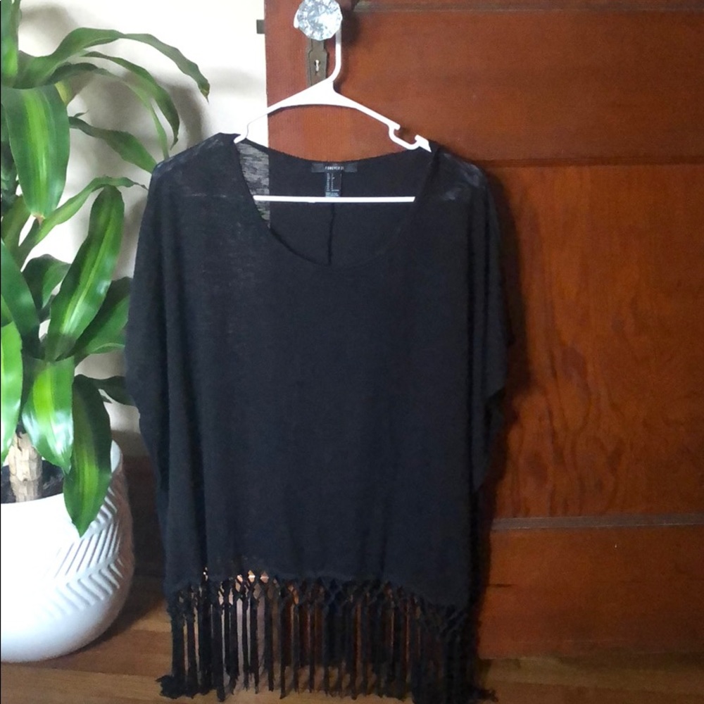 Fringe top pool or beach coverup